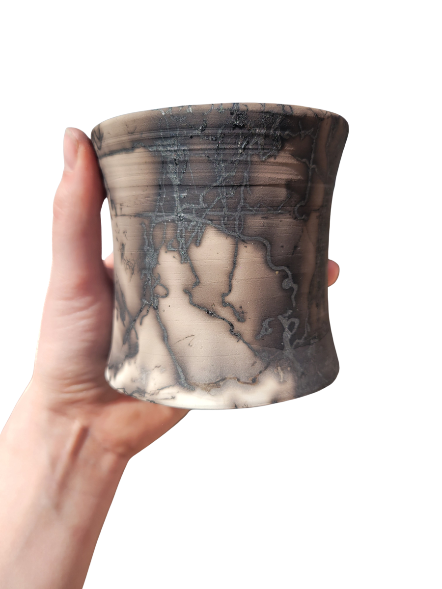 Horsehair ceramic cup by Fawn Bruzan